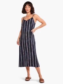 Wavy Lines Slip Dress INDIGO MULTI