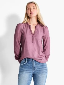 NZT Long Sleeve Henley MAHOGANY