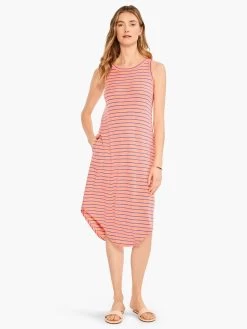 NZT Striped Tank Dress ORANGE MULTI