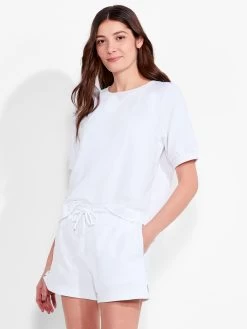 NZT Short Sleeve Round Neck French Terry Top PAPER WHITE