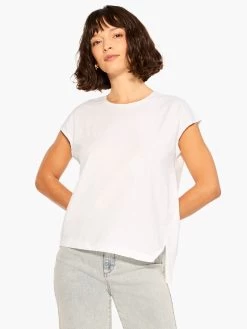NZT Short Sleeve Crew Asymmetrical Tee PAPER WHITE