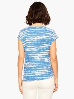 NZT Dotty Lines Short Sleeve Crew Assymetrical Tee BLUE MULTI -Classic Fashion Clothing Store NZTM232024BLTPRODUCT 03