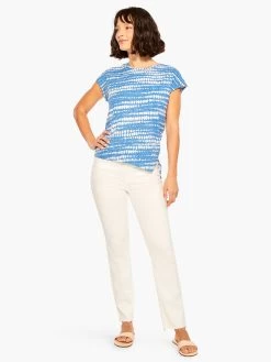 NZT Dotty Lines Short Sleeve Crew Assymetrical Tee BLUE MULTI -Classic Fashion Clothing Store NZTM232024BLTPRODUCT 04