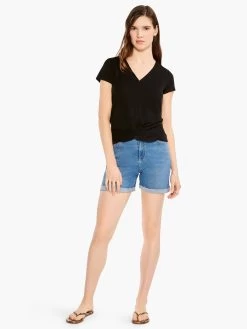 NZT Short Sleeve Knotted V Tee 9 NZT Short Sleeve Knotted V Tee -Classic Fashion Clothing Store NZTM232028BLXPRODUCT 04