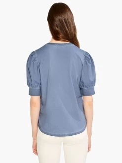 NZT Elbow Sleeve Split Neck Tee CHINA BLUE -Classic Fashion Clothing Store NZTM232030CHBPRODUCT 03