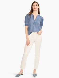 NZT Elbow Sleeve Split Neck Tee CHINA BLUE -Classic Fashion Clothing Store NZTM232030CHBPRODUCT 04