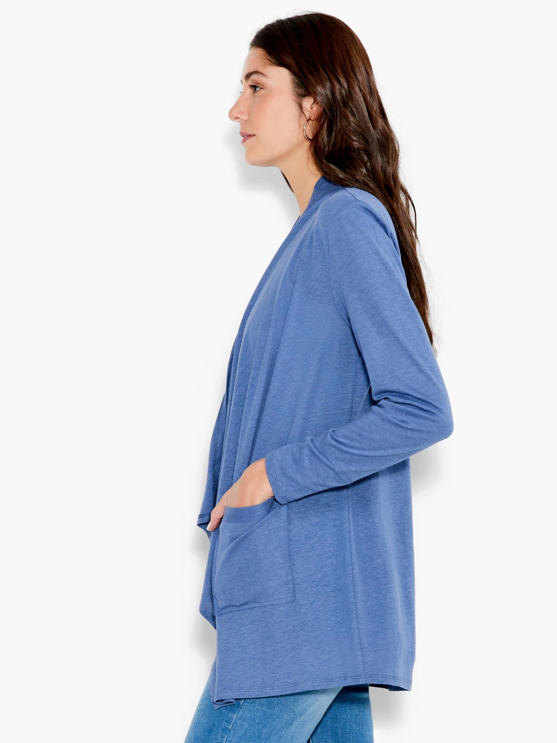 NZT Long Sleeve Drape Cardigan HARBOR BLUE 4 NZT Long Sleeve Drape Cardigan HARBOR BLUE - Image 2