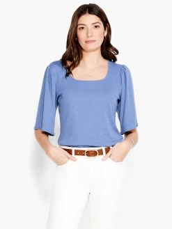 NZT Square Neck Flutter Sleeve Tee