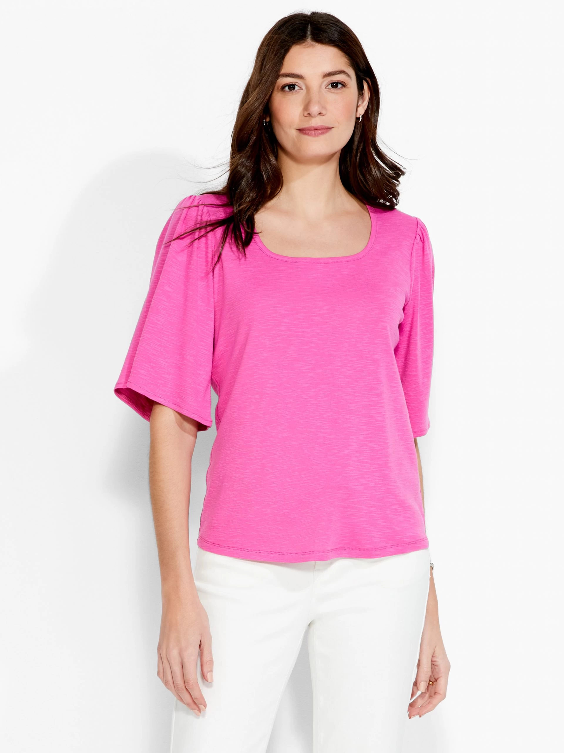NZT Square Neck Flutter Sleeve Tee FREESIA 3 NZT Square Neck Flutter Sleeve Tee FREESIA