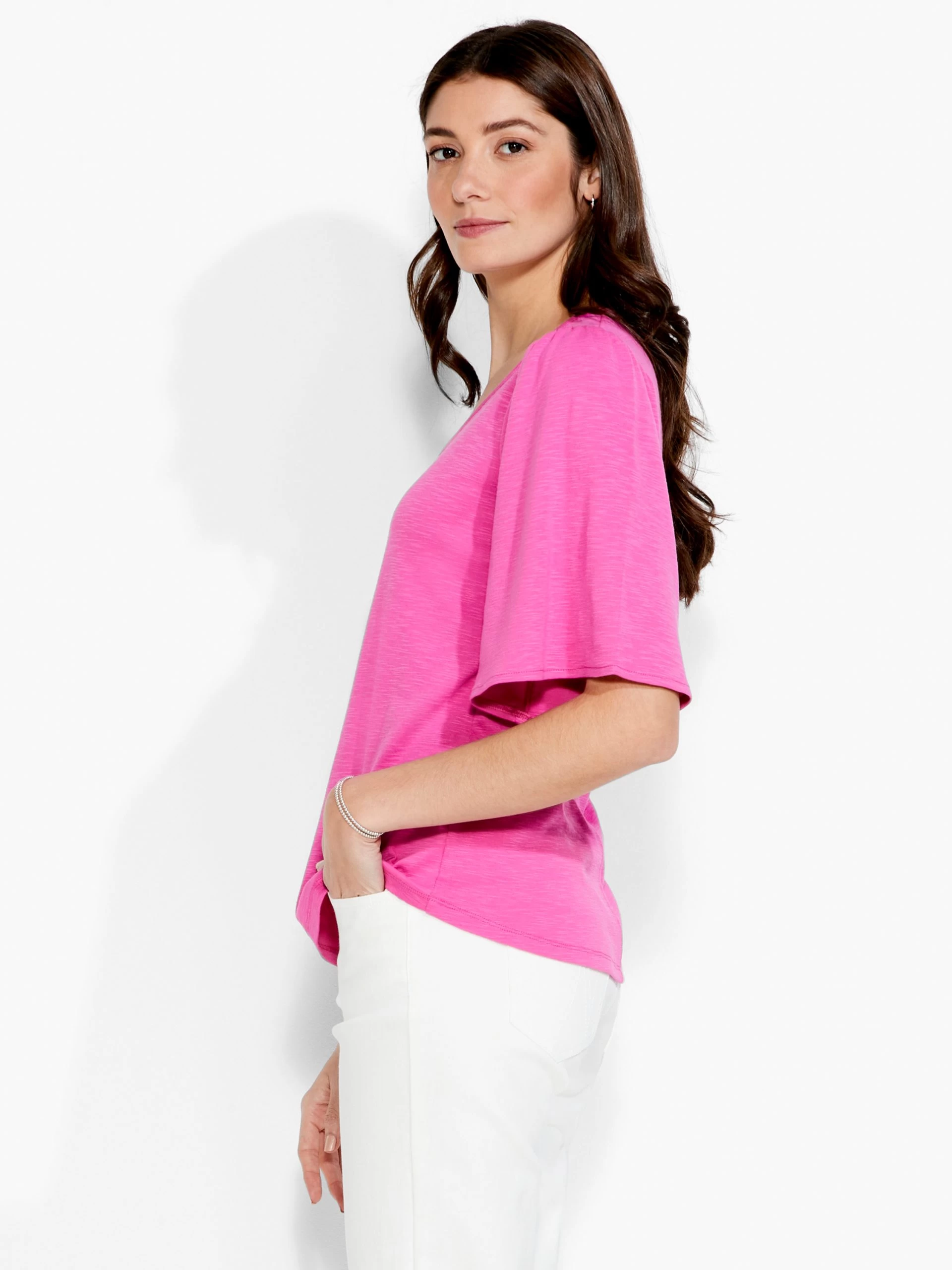 NZT Square Neck Flutter Sleeve Tee FREESIA 4 NZT Square Neck Flutter Sleeve Tee FREESIA - Image 2