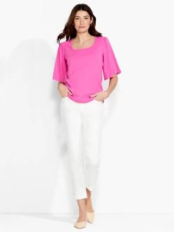 NZT Square Neck Flutter Sleeve Tee FREESIA 9 NZT Square Neck Flutter Sleeve Tee FREESIA -Classic Fashion Clothing Store NZTS231017FREPRODUCT 04