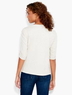 NZT Ruched Elbow Sleeve Split Neck 8 NZT Ruched Elbow Sleeve Split Neck -Classic Fashion Clothing Store NZTS231026CBSPRODUCT 03