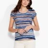 NZT Short Sleeve Scoop Wavy Stripe Tee BLUE MULTI -Classic Fashion Clothing Store NZTS231038BLTPRODUCT 01