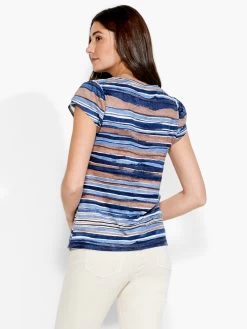 NZT Short Sleeve Scoop Wavy Stripe Tee BLUE MULTI -Classic Fashion Clothing Store NZTS231038BLTPRODUCT 03