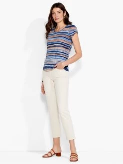 NZT Short Sleeve Scoop Wavy Stripe Tee BLUE MULTI -Classic Fashion Clothing Store NZTS231038BLTPRODUCT 04