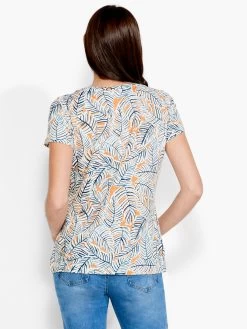 NZT Palm Short Sleeve V Tee ORANGE MULTI -Classic Fashion Clothing Store NZTS231039ORMPRODUCT 03