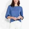 NZT Crew Neck 3/4 Pleated Sleeve Tee HARBOR BLUE -Classic Fashion Clothing Store NZTS231088HBBPRODUCT 01