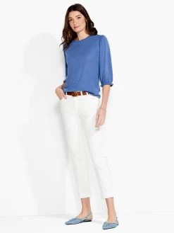 NZT Crew Neck 3/4 Pleated Sleeve Tee HARBOR BLUE -Classic Fashion Clothing Store NZTS231088HBBPRODUCT 04