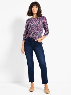 NZT Sweet Dreams Long Sleeve Printed Vines Tee PINK MULTI -Classic Fashion Clothing Store NZTW232054PKMPRODUCT 04