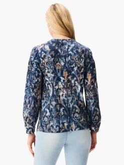 NZT Long Sleeve Watercolor Damask Henley Tee BLUE MULTI 8 NZT Long Sleeve Watercolor Damask Henley Tee BLUE MULTI -Classic Fashion Clothing Store NZTW232057BLTPRODUCT 03