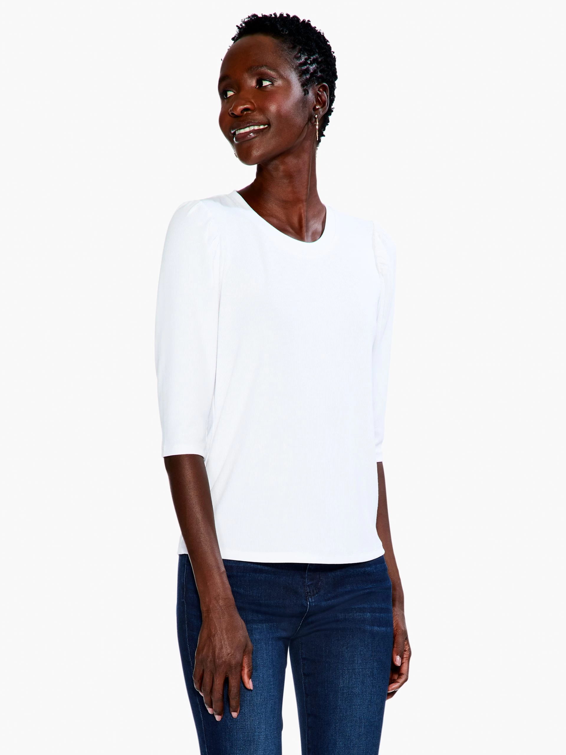 Drapey Rib Puff Sleeve Tee PAPER WHITE 3 Drapey Rib Puff Sleeve Tee PAPER WHITE