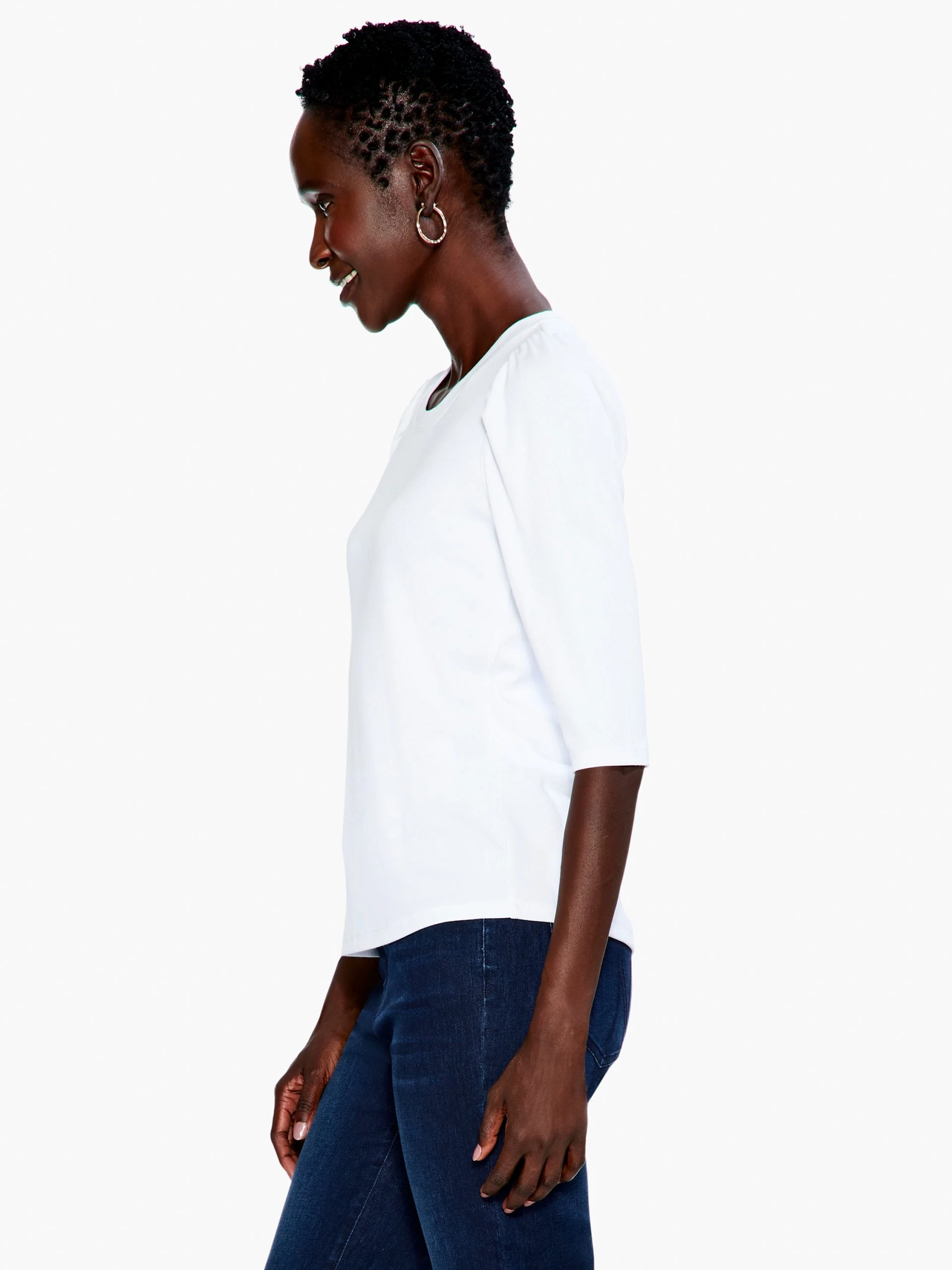 Drapey Rib Puff Sleeve Tee PAPER WHITE 4 Drapey Rib Puff Sleeve Tee PAPER WHITE - Image 2