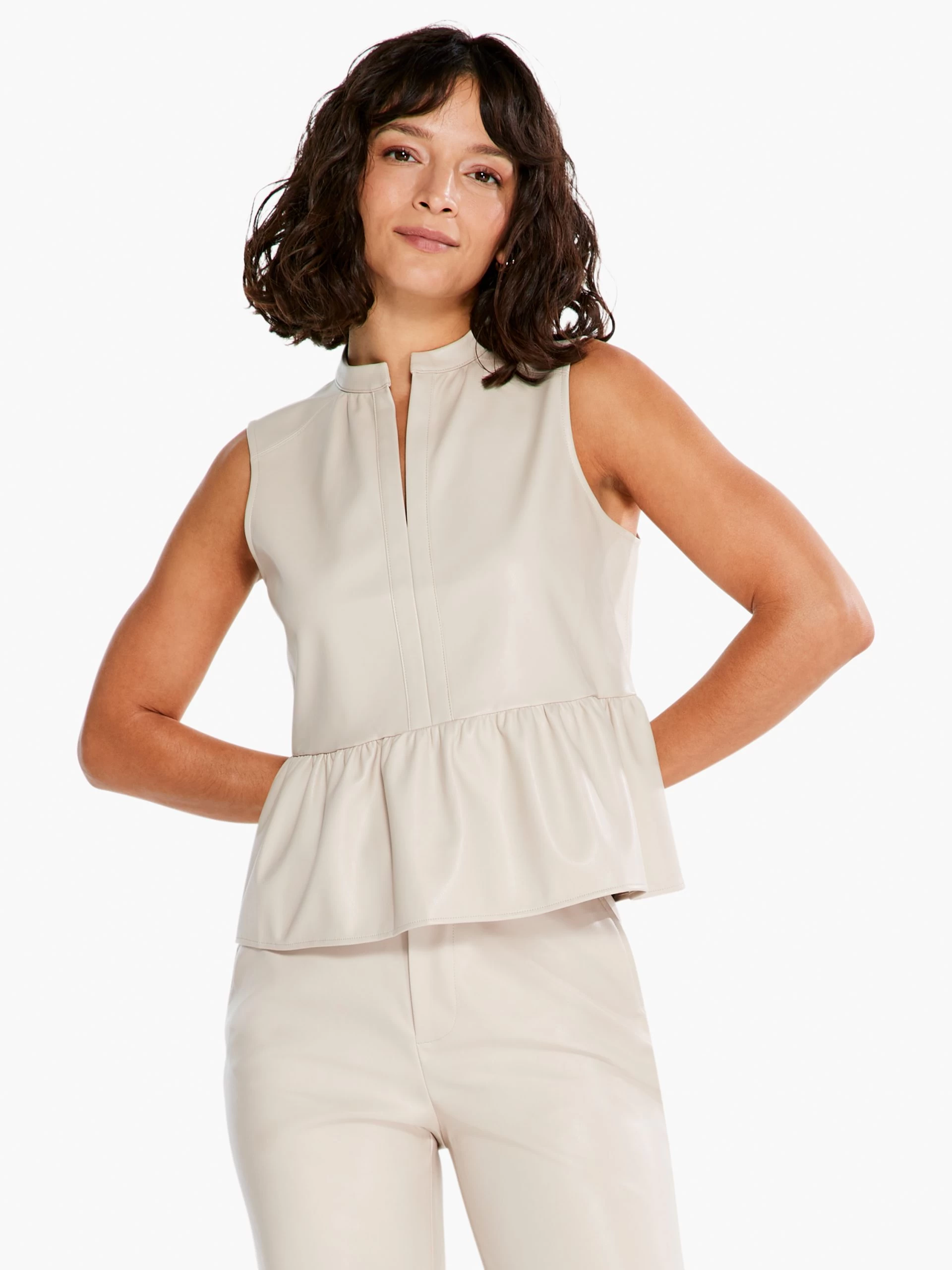 Faux Leather Swing Top COBBLESTONE 3 Faux Leather Swing Top COBBLESTONE