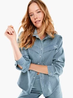 Railroad Stripe Shirt Jacket BLUE MULTI