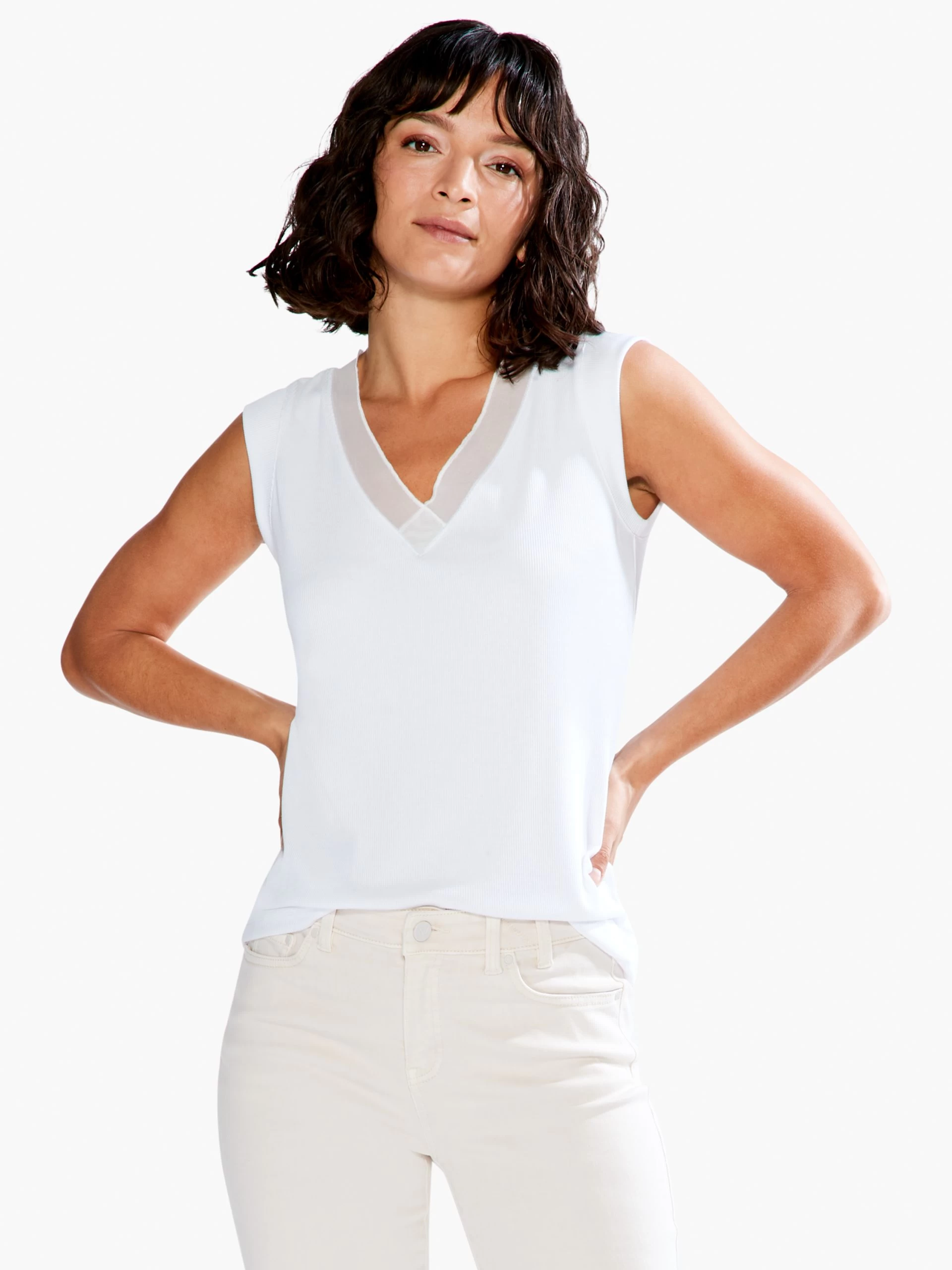 Drapey Rib Mesh Trim Tank PAPER WHITE 3 Drapey Rib Mesh Trim Tank PAPER WHITE