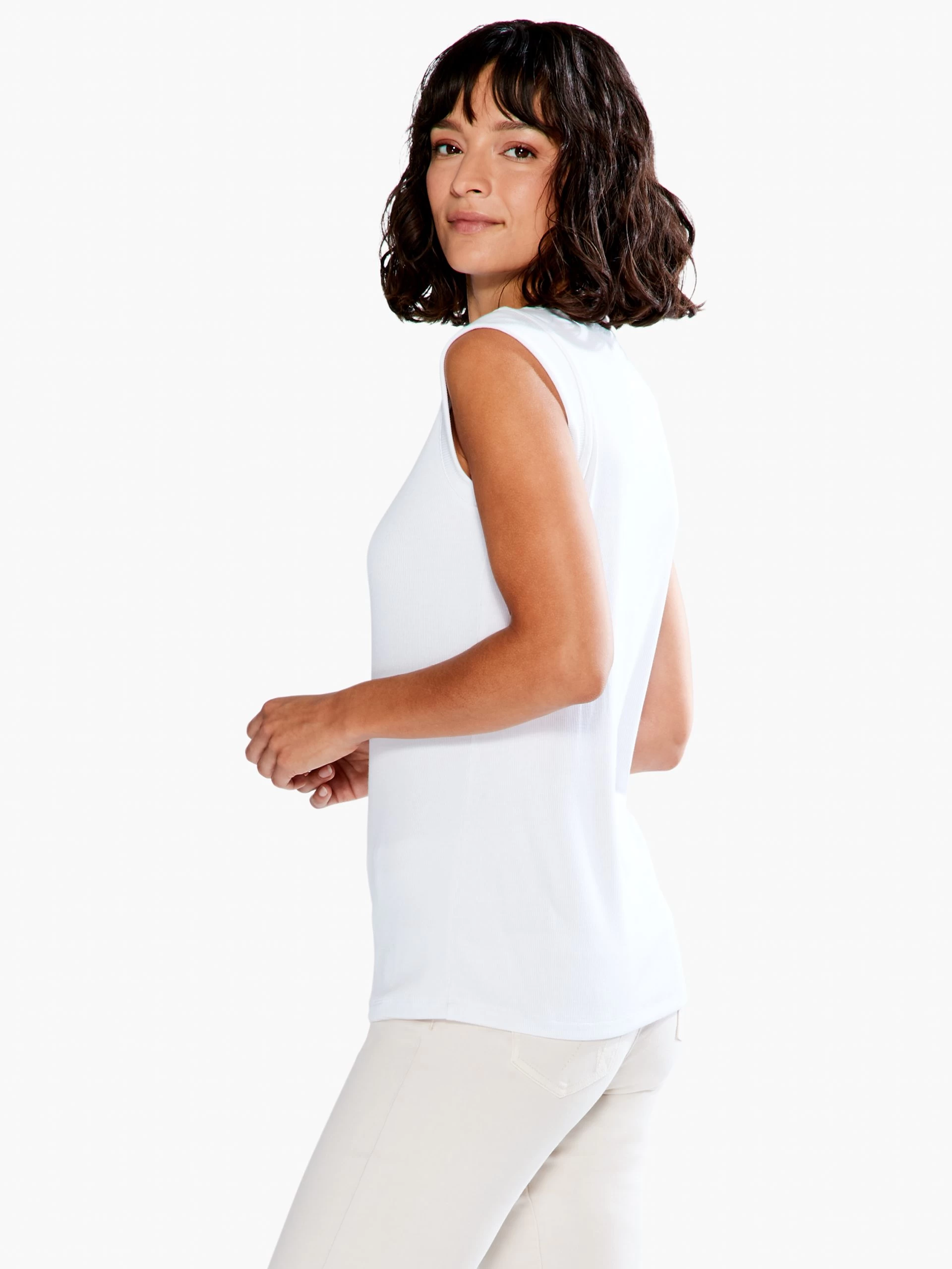 Drapey Rib Mesh Trim Tank PAPER WHITE 4 Drapey Rib Mesh Trim Tank PAPER WHITE - Image 2