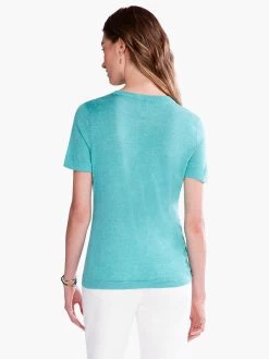 Crew Neck Short Sleeve Sweater Tee AQUA 8 Crew Neck Short Sleeve Sweater Tee AQUA -Classic Fashion Clothing Store S231101AQUPRODUCT 03