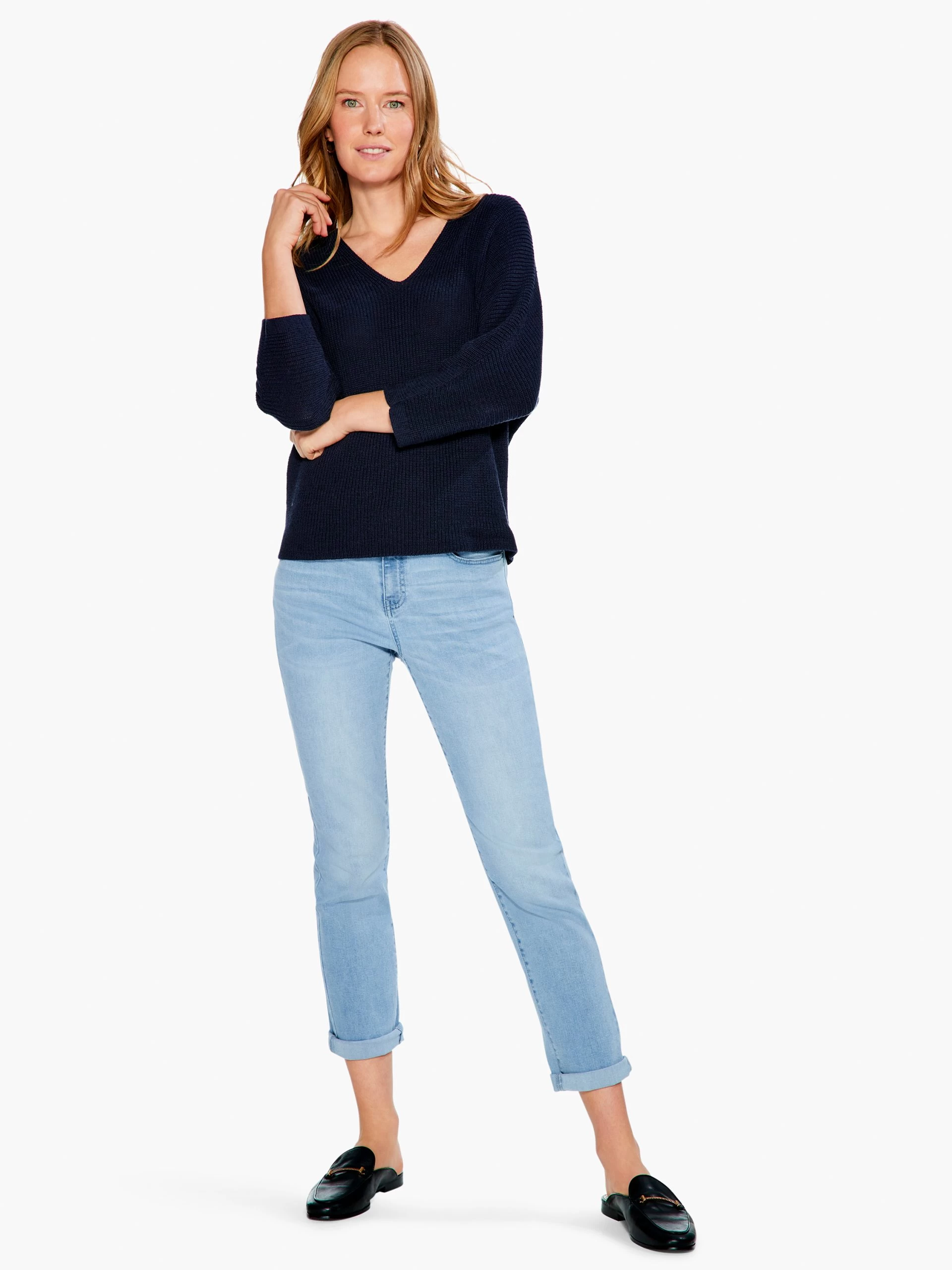 Relaxed Shaker Knit Sweater DARK INDIGO 6 Relaxed Shaker Knit Sweater DARK INDIGO - Image 4