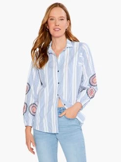 Embroidered Skies Shirt BLUE MULTI