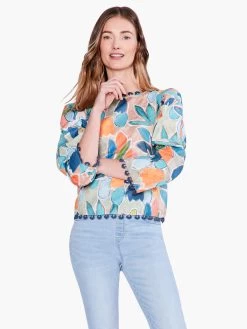 Citrus Grove Puff Sleeve Top BLUE MULTI
