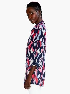 Wavy Mosaic Long Crinkle Shirt PINK MULTI -Classic Fashion Clothing Store S231662PKMPRODUCT 02