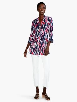 Wavy Mosaic Long Crinkle Shirt PINK MULTI -Classic Fashion Clothing Store S231662PKMPRODUCT 04