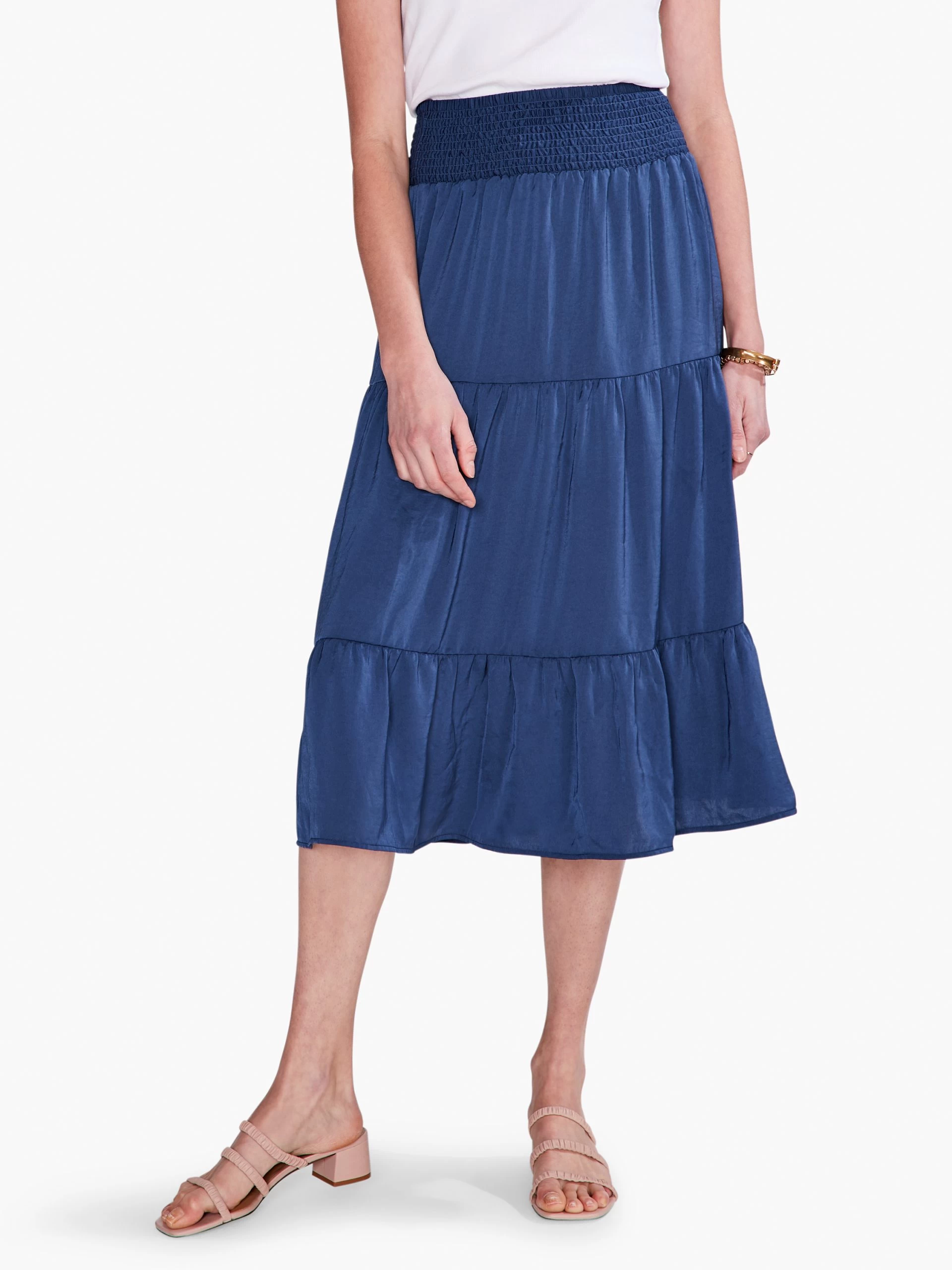 Soft Drape Tiered Skirt DEEP OCEAN 3 Soft Drape Tiered Skirt DEEP OCEAN