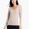 Perfect Knit Rib Long Sleeve V Neck MACAROON