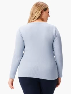 Perfect Knit Rib Long Sleeve V Neck -Classic Fashion Clothing Store W231032WBGCPRODUCT 03