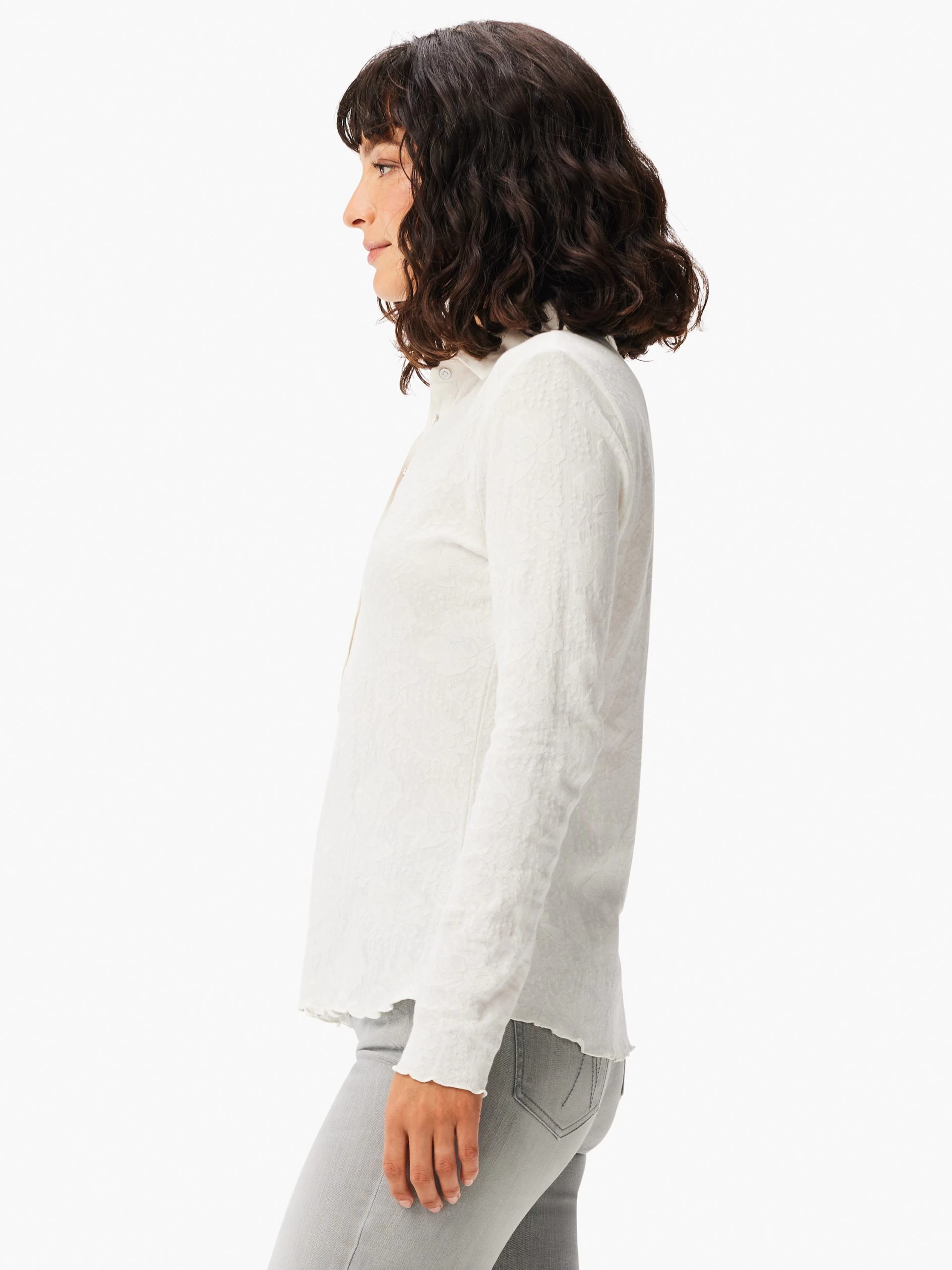 Lace Knit Collared Top CREAM 4 Lace Knit Collared Top CREAM - Image 2