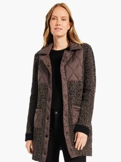 Quilted Knit Coat BLACK MULTI