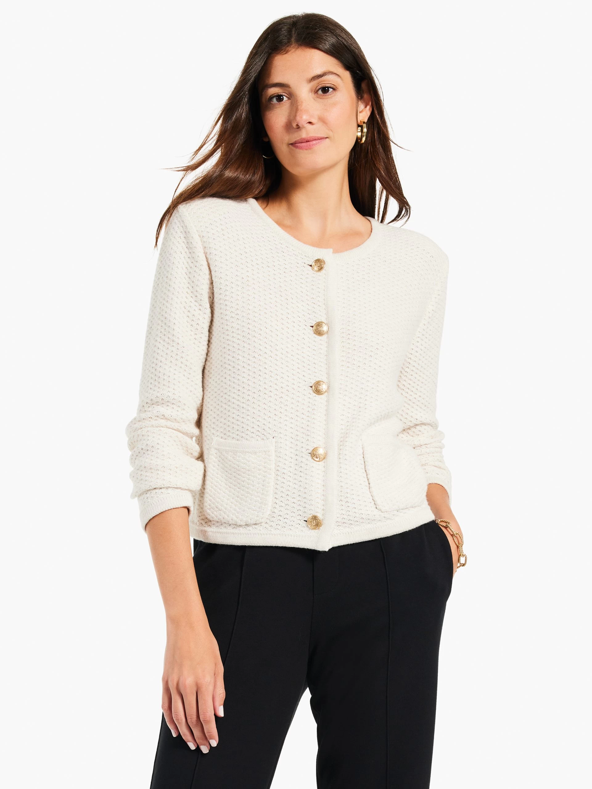 Gilded Texture Sweater Jacket CREAM 4 Gilded Texture Sweater Jacket CREAM - Image 2