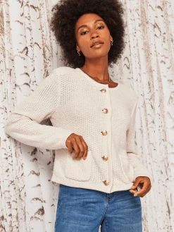 Gilded Texture Sweater Jacket CREAM