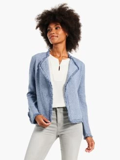 Fringe Mix Knit Jacket BLUE MIX