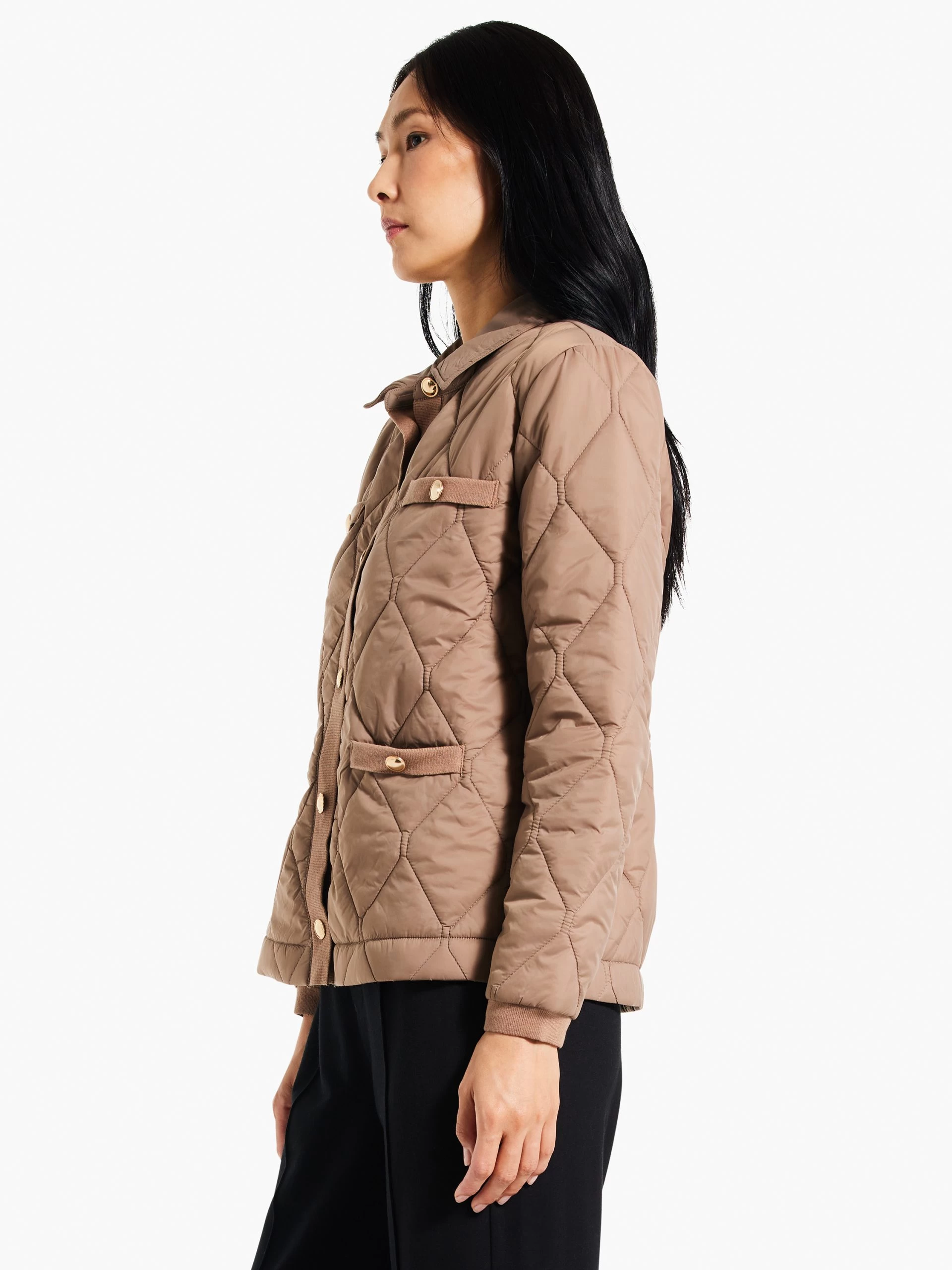 Knit Trim Puffer Jacket STUCCO 3 Knit Trim Puffer Jacket STUCCO - Image 2