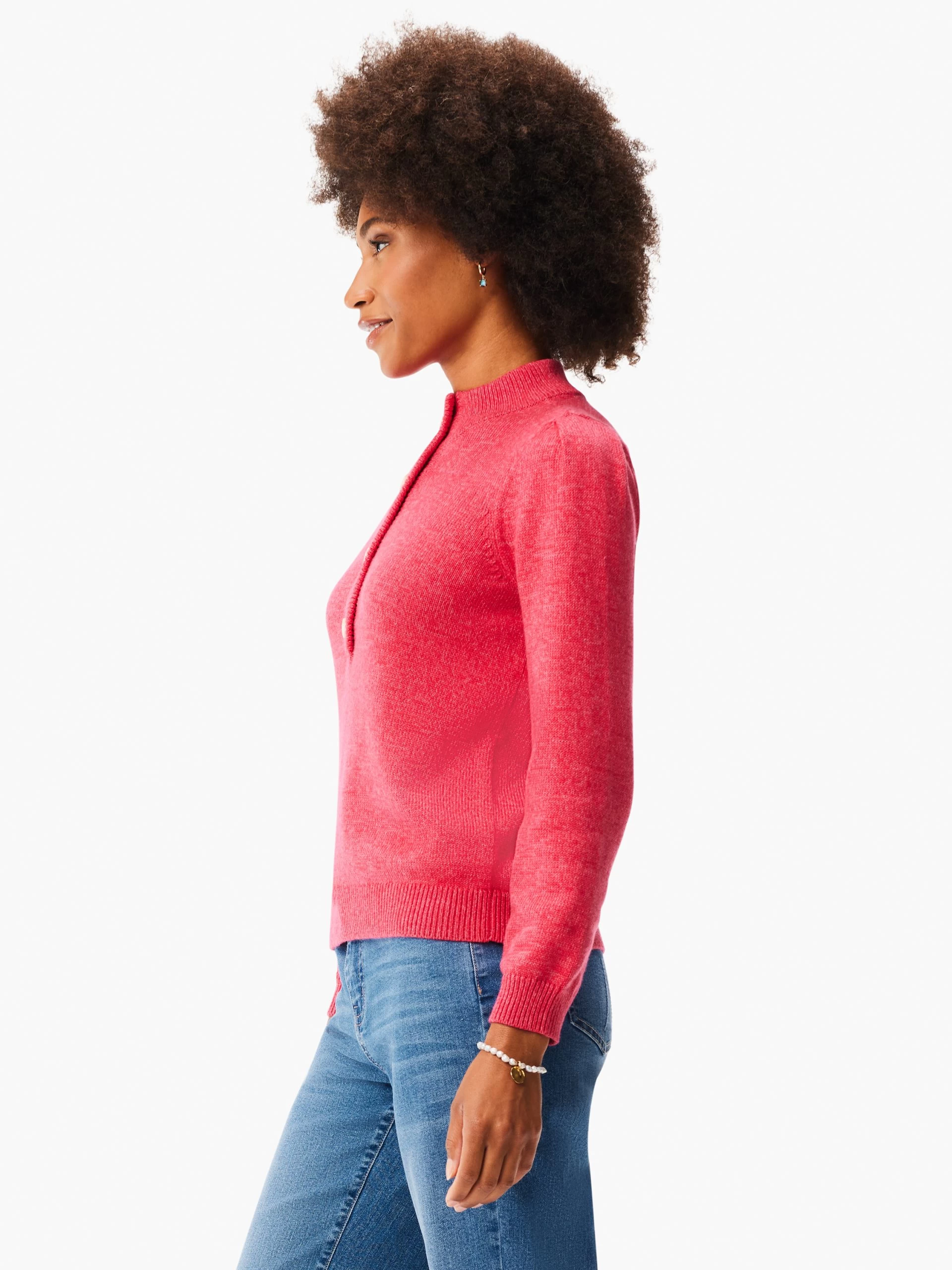 Button Henley Sweater PINK MIX 4 Button Henley Sweater PINK MIX - Image 2