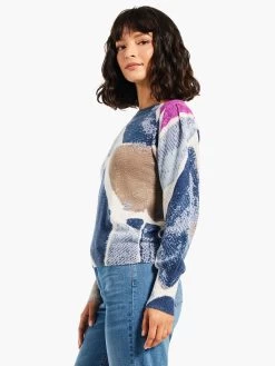 Printed Tiles Femme Sleeve Sweater BLUE MULTI 12 Printed Tiles Femme Sleeve Sweater BLUE MULTI -Classic Fashion Clothing Store W231176BLTPRODUCT 02