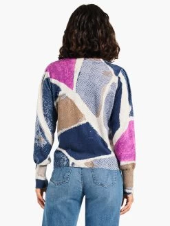 Printed Tiles Femme Sleeve Sweater BLUE MULTI 13 Printed Tiles Femme Sleeve Sweater BLUE MULTI -Classic Fashion Clothing Store W231176BLTPRODUCT 03