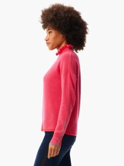 Ruffled Up Cashmere Turtleneck Sweater PINK MULTI 9 Ruffled Up Cashmere Turtleneck Sweater PINK MULTI -Classic Fashion Clothing Store W231192RPKMPRODUCT 02