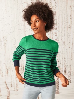 Striped Femme Sleeve Sweater GREEN MULTI